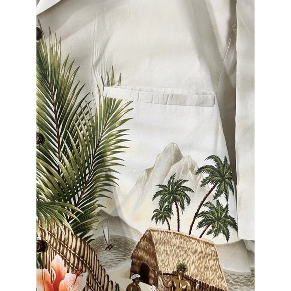 KY'S Hawaiian Short Sleeve Shirt Village Beach Aloha Floral Seashells‎ Mens XL - Picture 3 of 9